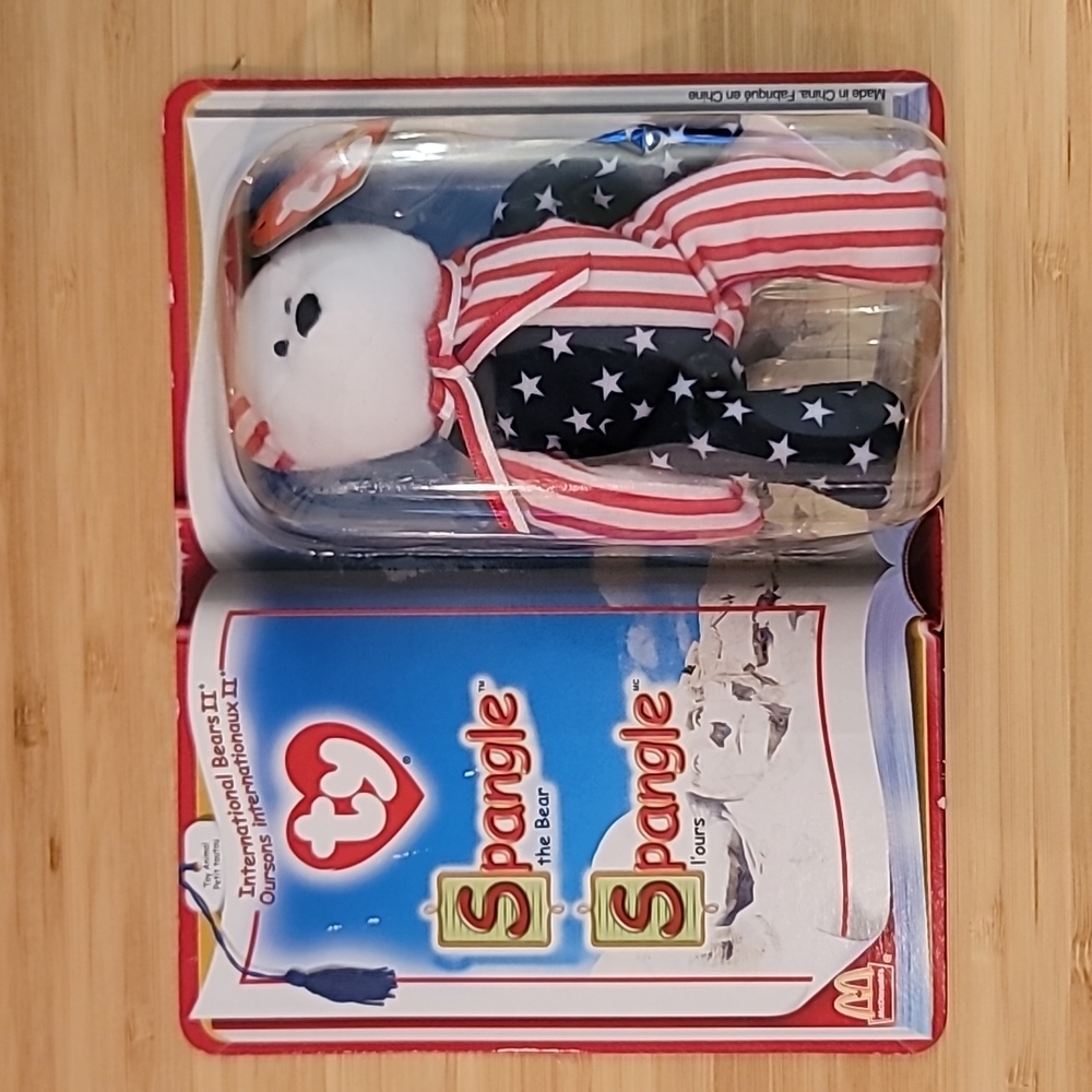 TY Spangle the Bear McDonald's Teenie Beanie 2000 International Bears 2 Sealed